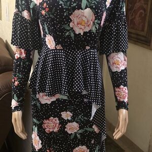 ASOS Black and Pink Floral Long Sleeve Dress